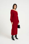 Alphagz Off Shoulder Dress - Haute Red Melange