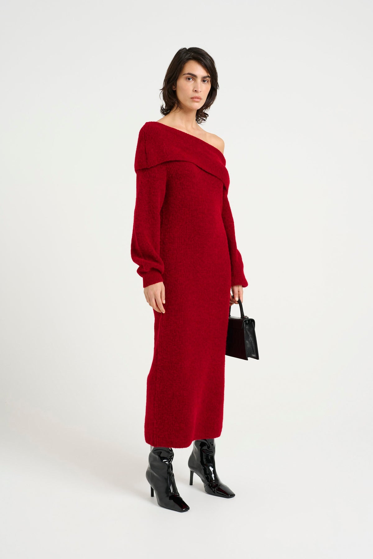Alphagz Off Shoulder Dress - Haute Red Melange