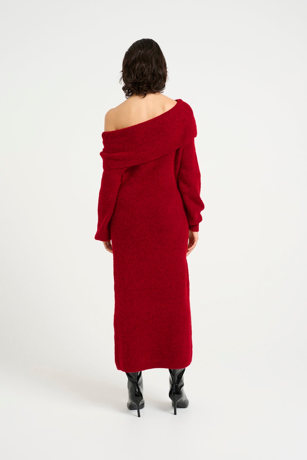Alphagz Off Shoulder Dress - Haute Red Melange