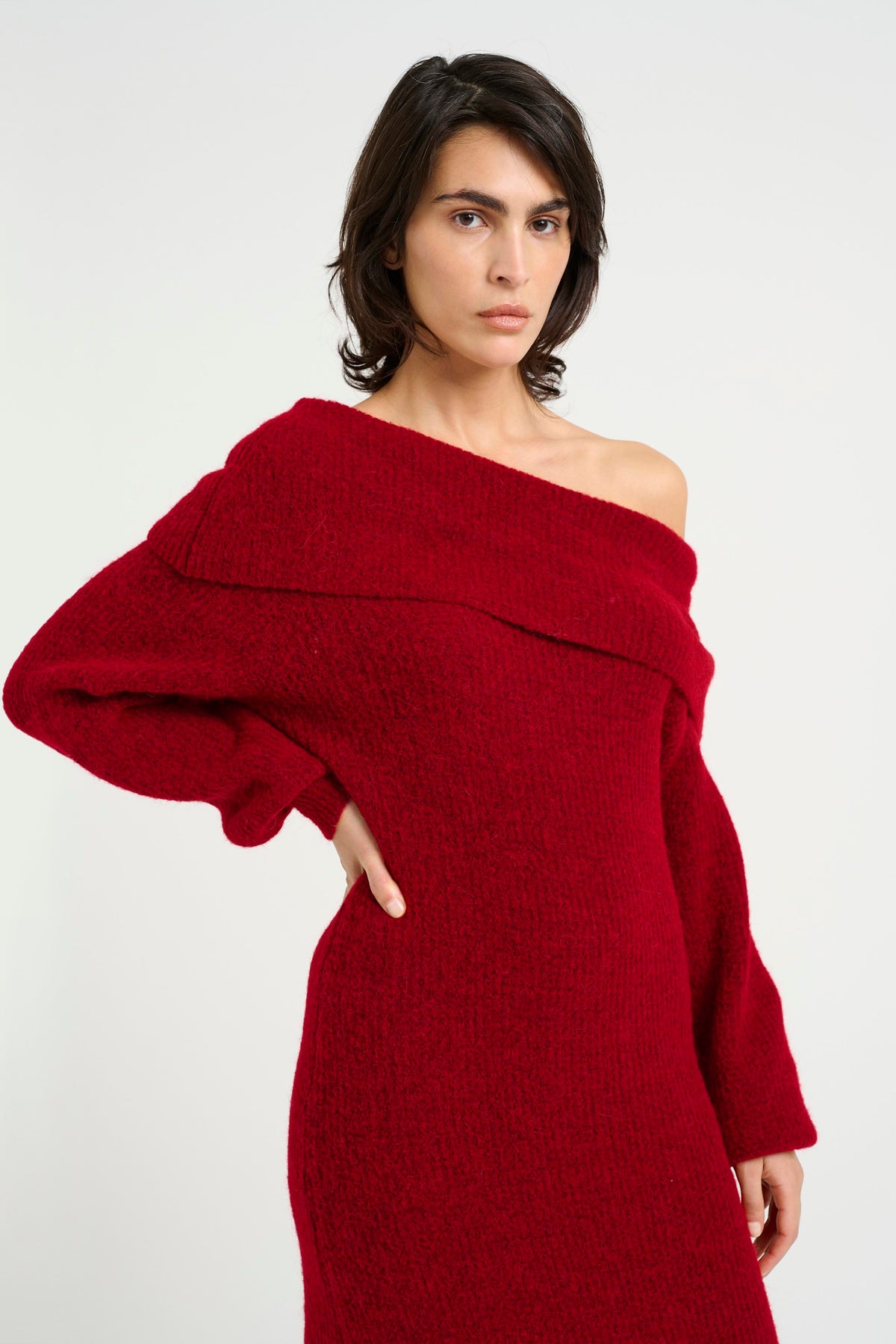 Alphagz Off Shoulder Dress - Haute Red Melange