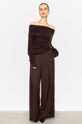 Eliette Off-Shoulder Knit - Mörkbrun