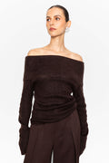 Eliette Off-Shoulder Knit - Mörkbrun