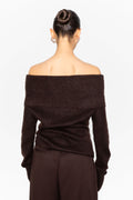 Eliette Off-Shoulder Knit - Mörkbrun