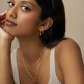 Fine Pave & Star Stationed Huggie Hoops - Pale Gold
