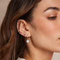 Pearl Drop Pave Hoop Earring - Pale Gold