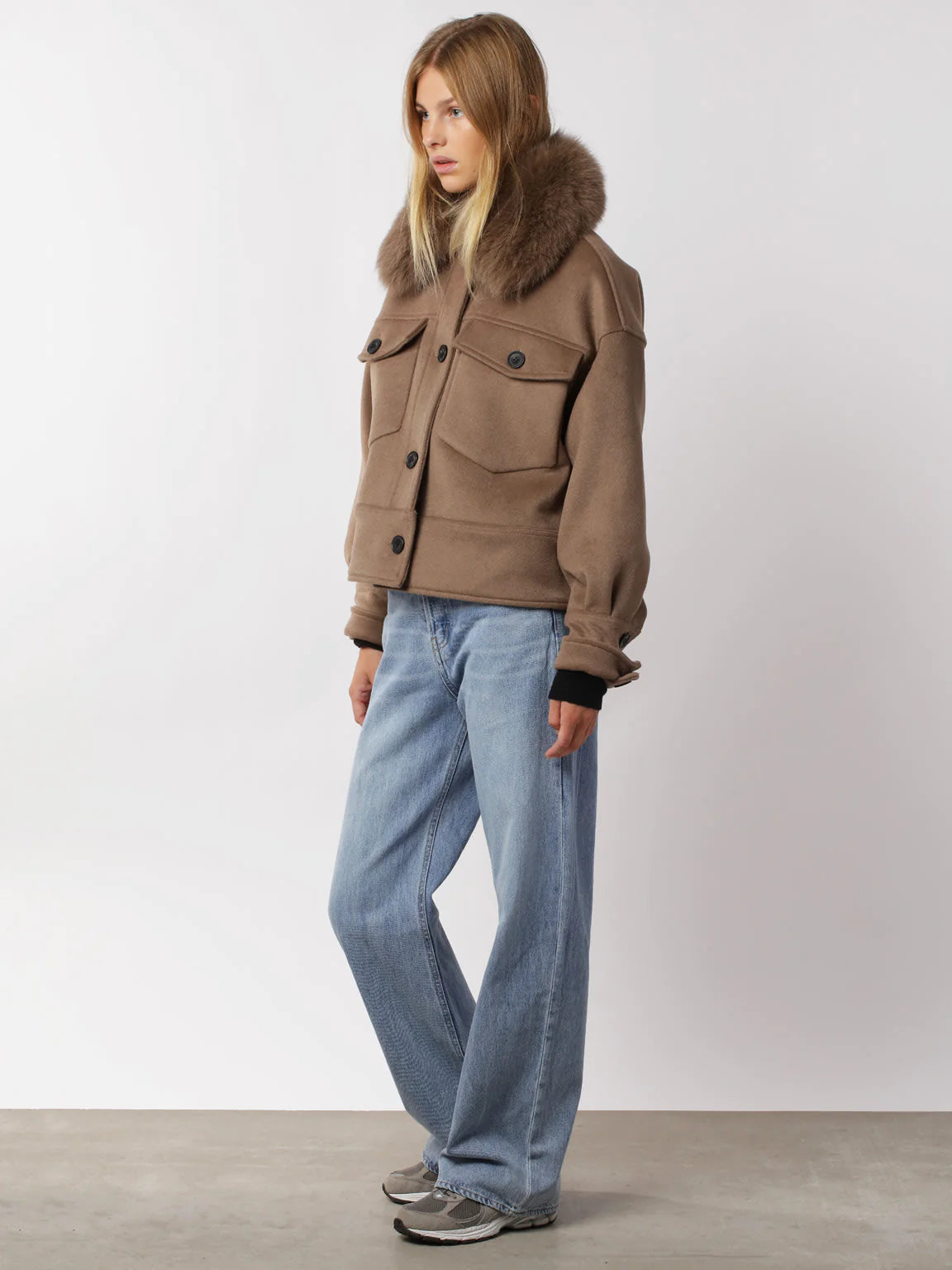 Charlie Jacket - Faux Fur - Wool Brown