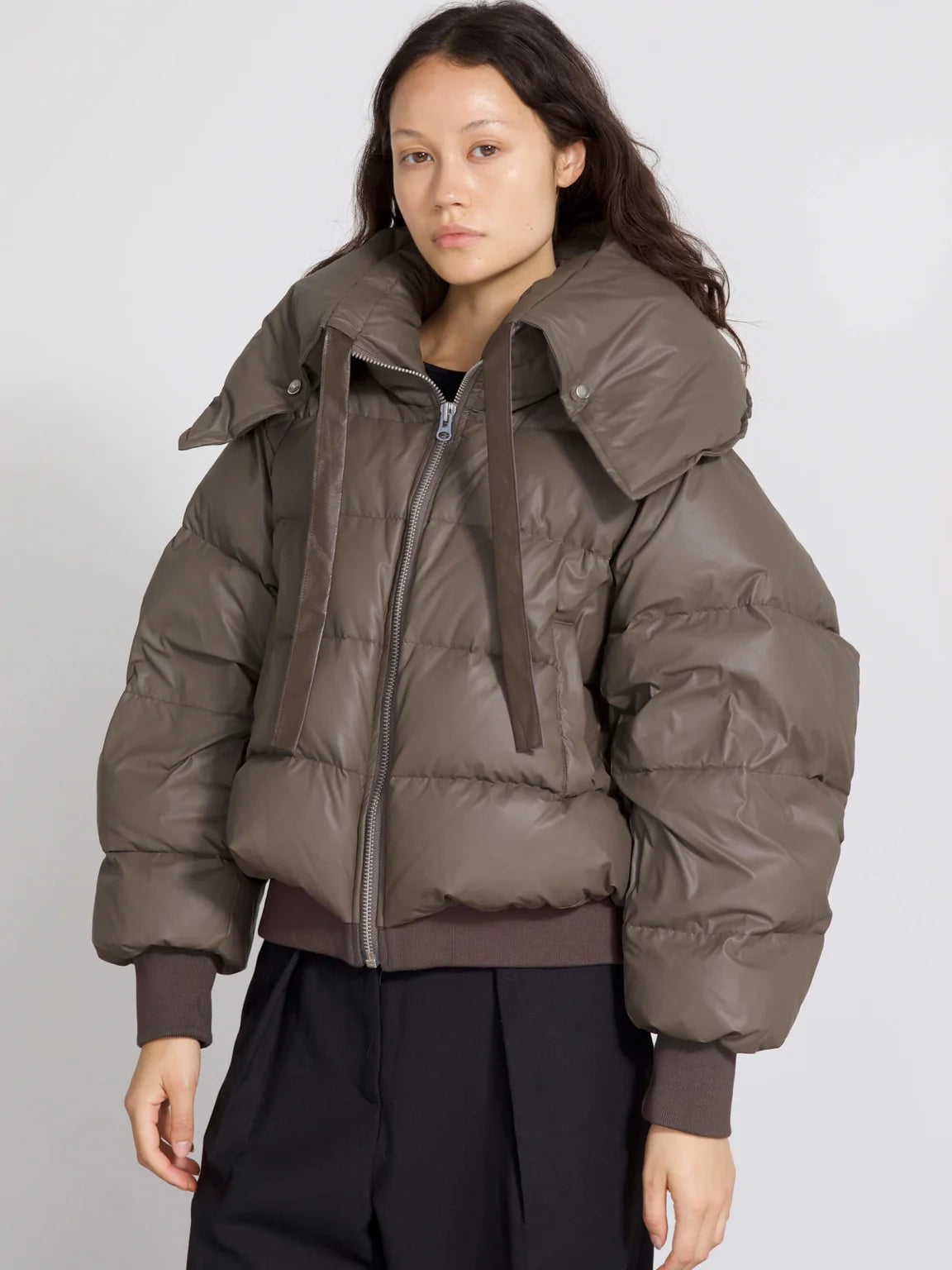 Morgan Puffer Jacket - Grå/Brun