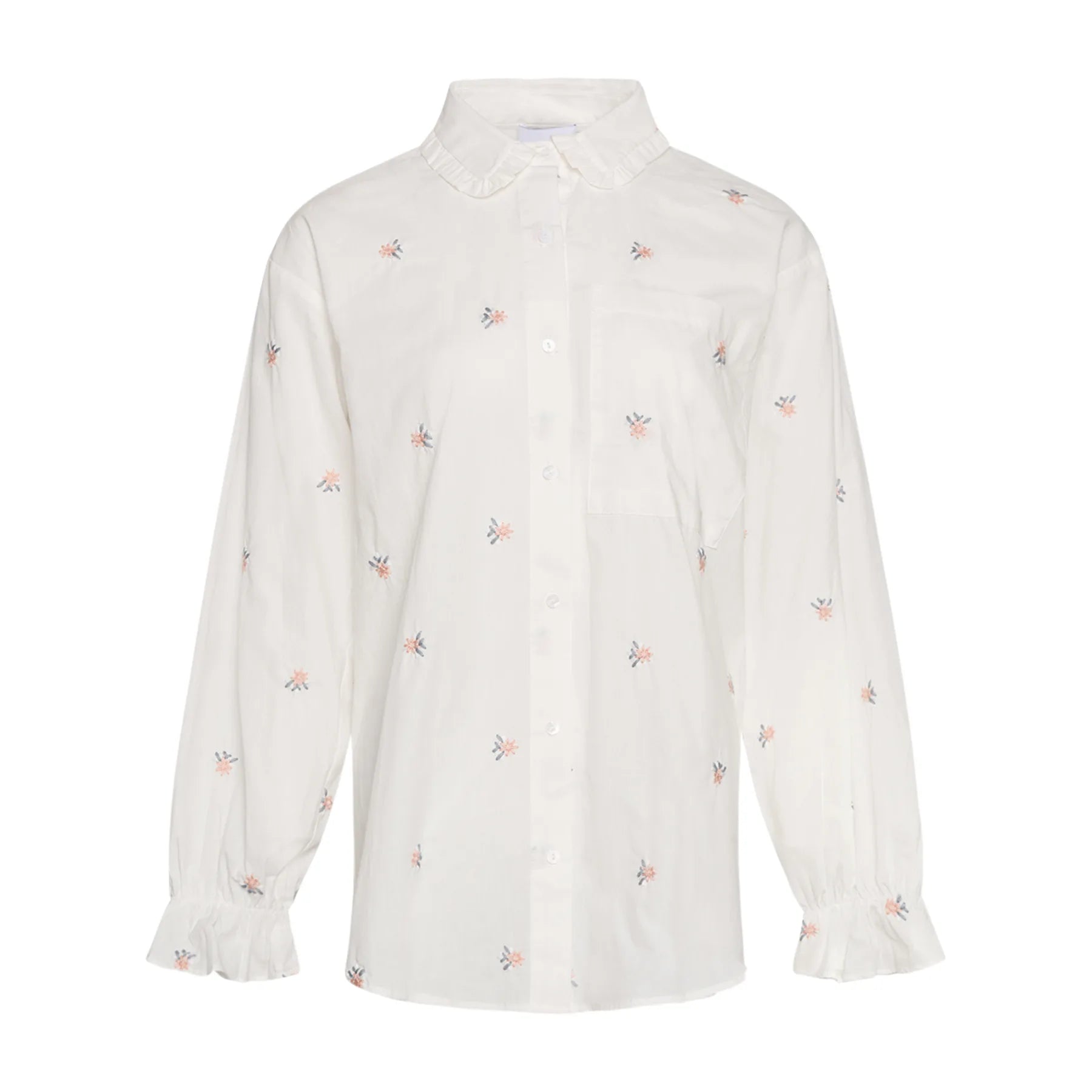 Roberta Frill Shirt - White Embroidery