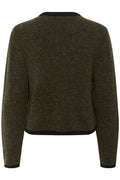 GZalpha Ls Contrast Cardigan - Olive Mélange/Black