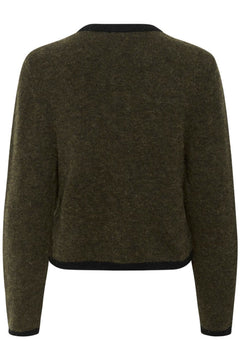 GZalpha Ls Contrast Cardigan - Olive Mélange/Black