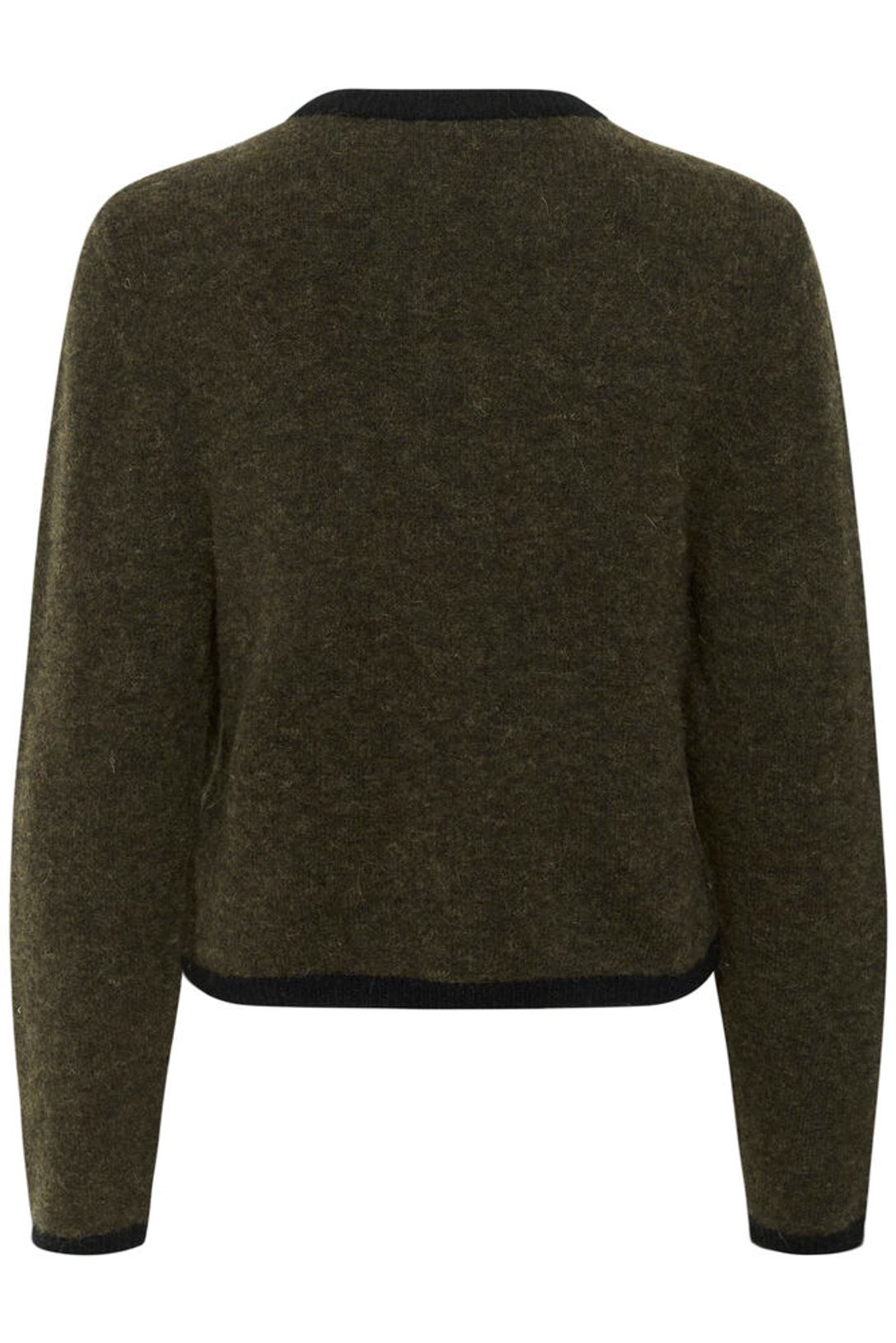 GZalpha Ls Contrast Cardigan - Olive Mélange/Black