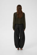GZalpha Ls Contrast Cardigan - Olive Mélange/Black