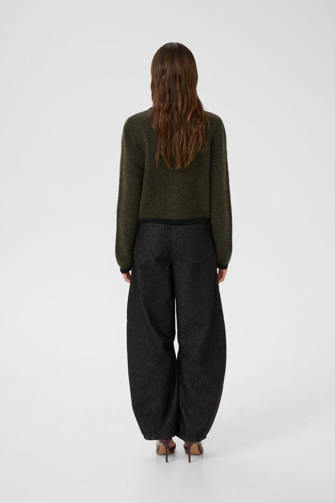 GZalpha Ls Contrast Cardigan - Olive Mélange/Black