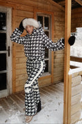 Polar Flare Ski Suit - B&W Houndstooth