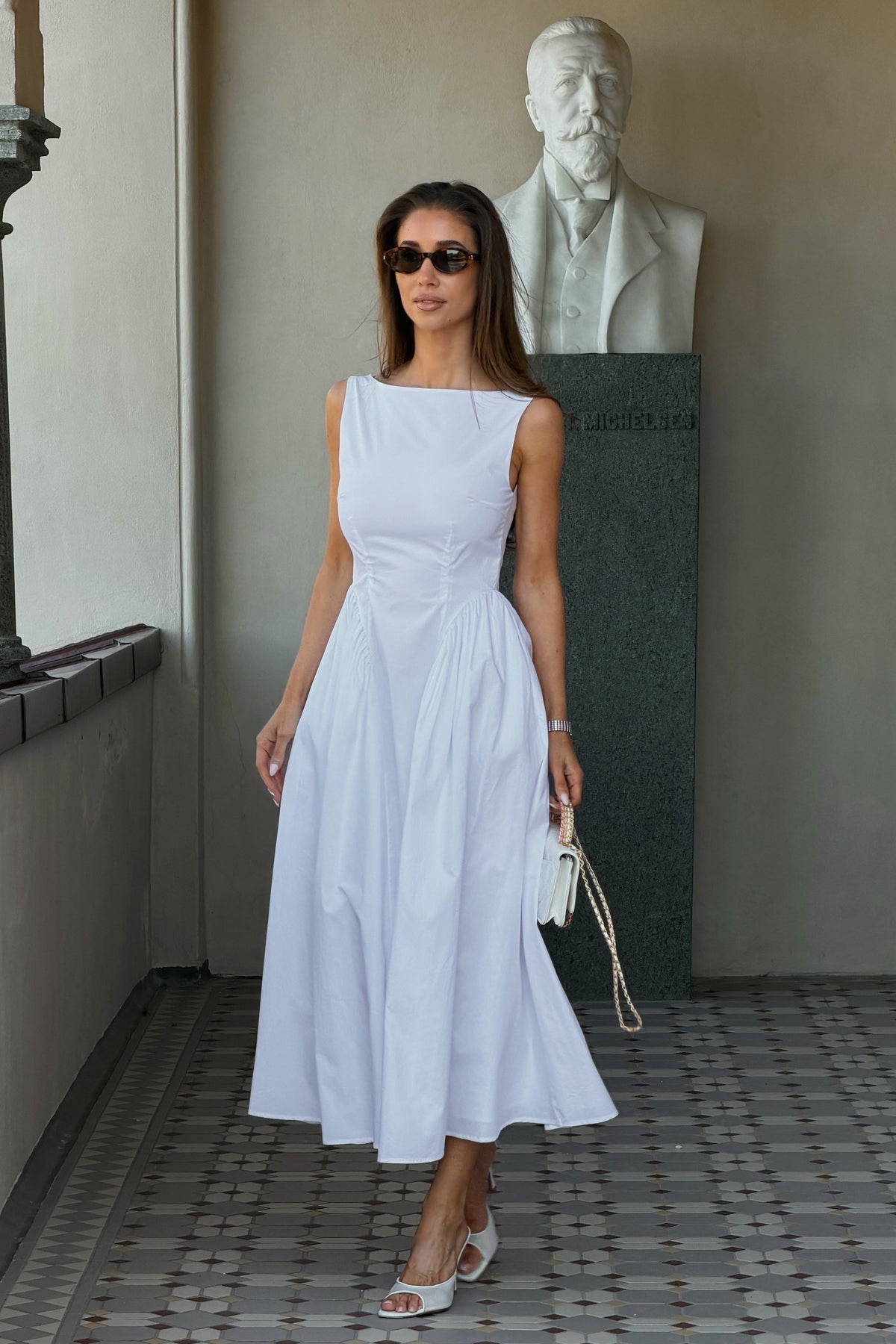 Elva Cotton Poplin Dress - Vit