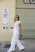 Perle Pointelle Top - White