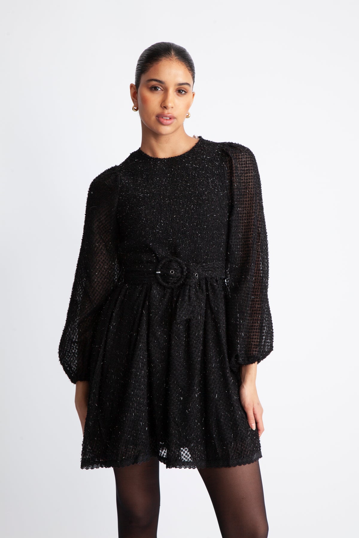 Camden Mini Dress - Black Glitter Dot