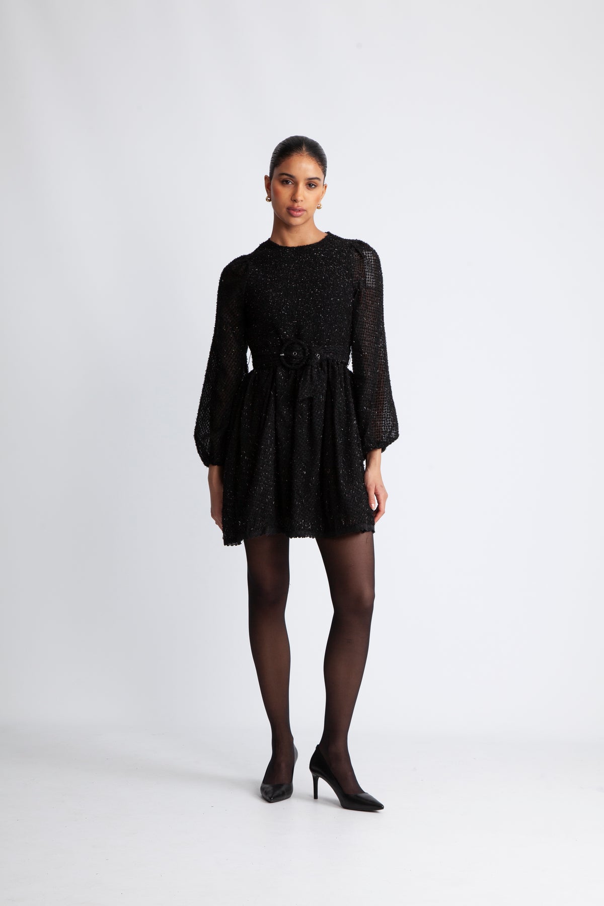 Camden Mini Dress - Black Glitter Dot