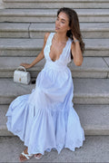 Elise Broderie Dress - Ljusblå