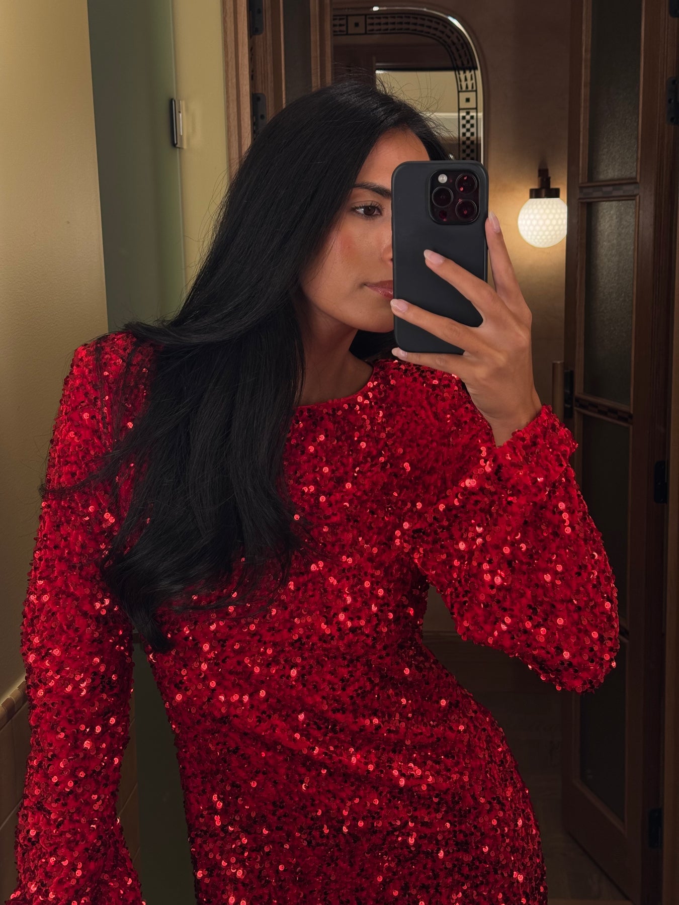 Sally Sequins Mini Dress - Röd