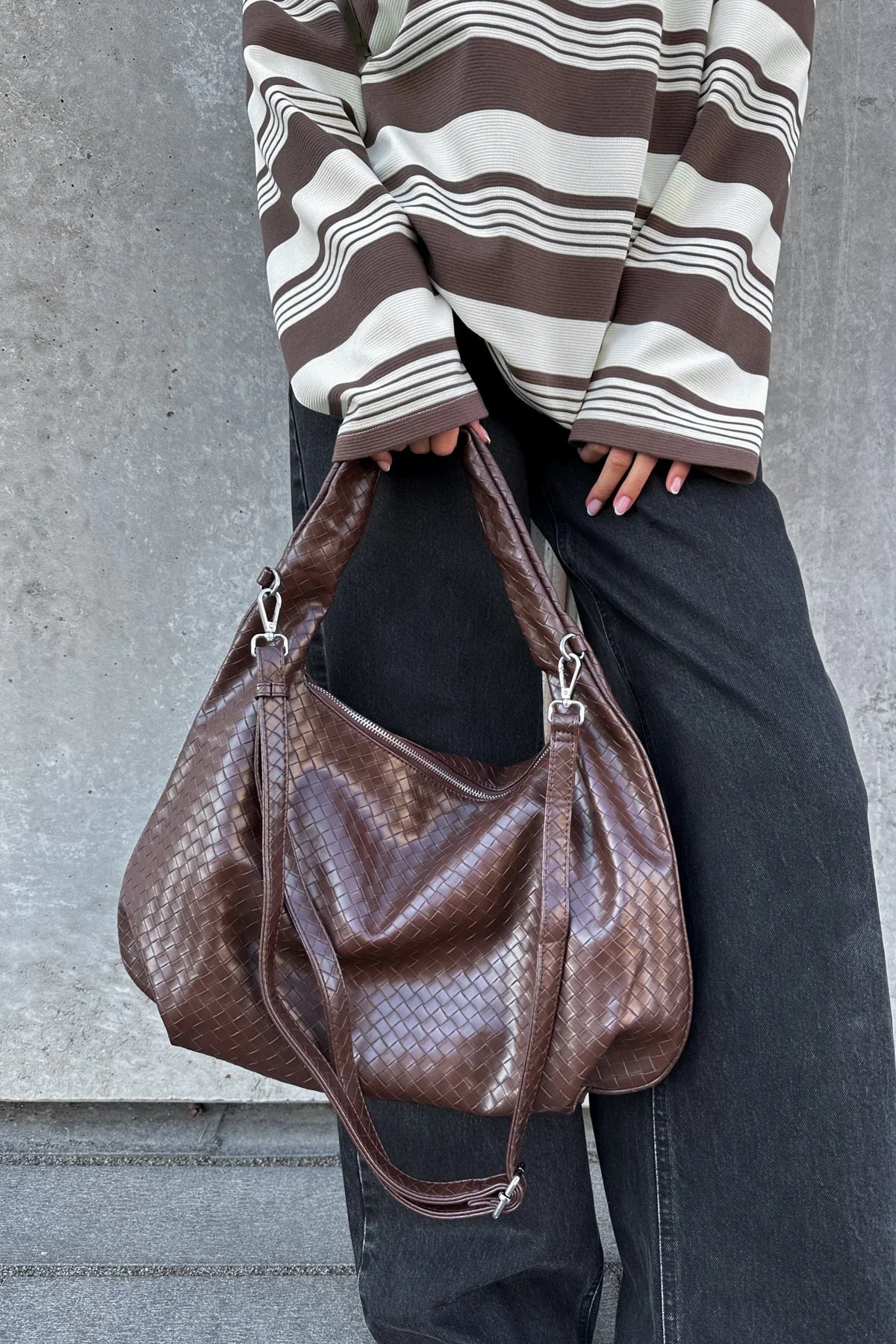 Peony Hobo Bag - Dark Brown