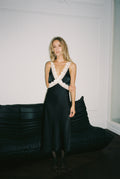 Lilou Satin Midi Dress - Black
