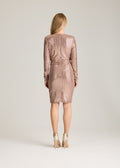 Olivia V-Neck Dress - Nude/Metallic