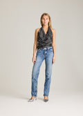 Nora Halterneck Top - Black/Metallic