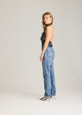 Nora Halterneck Top - Black/Metallic