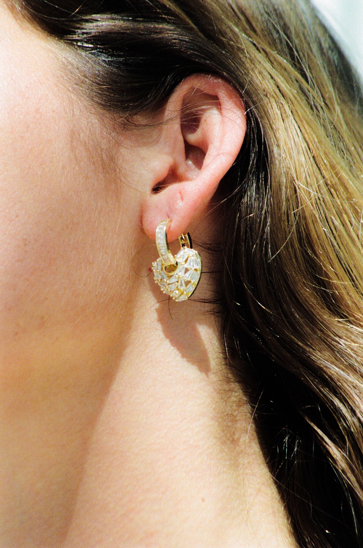 Puzzle Heart Earrings - Gold