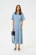 GZsauda SS Long Dress - Light Blue Washed