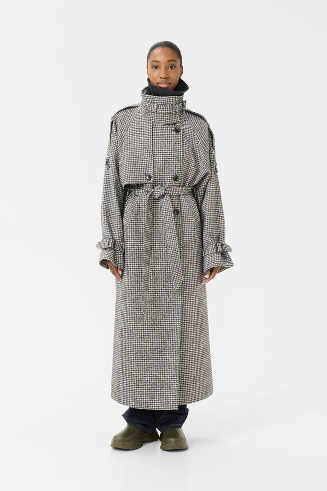 GZavic Long Coat - Black/White Houndstooth