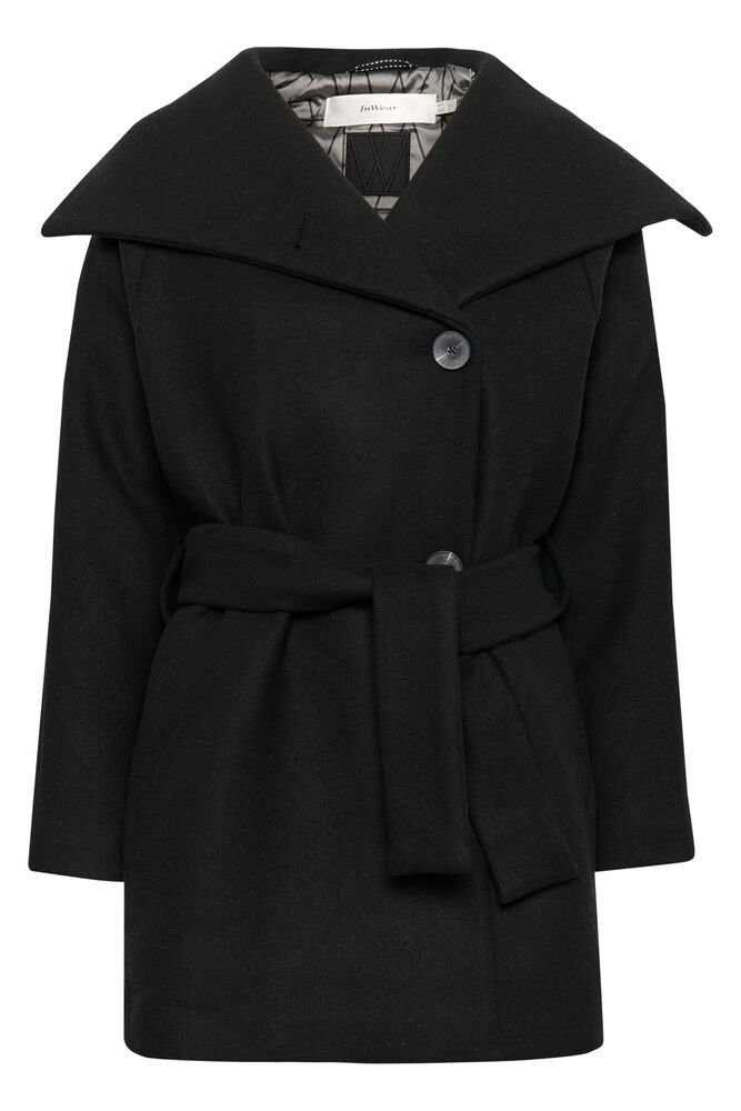 YunahIW Collar Coat - Black