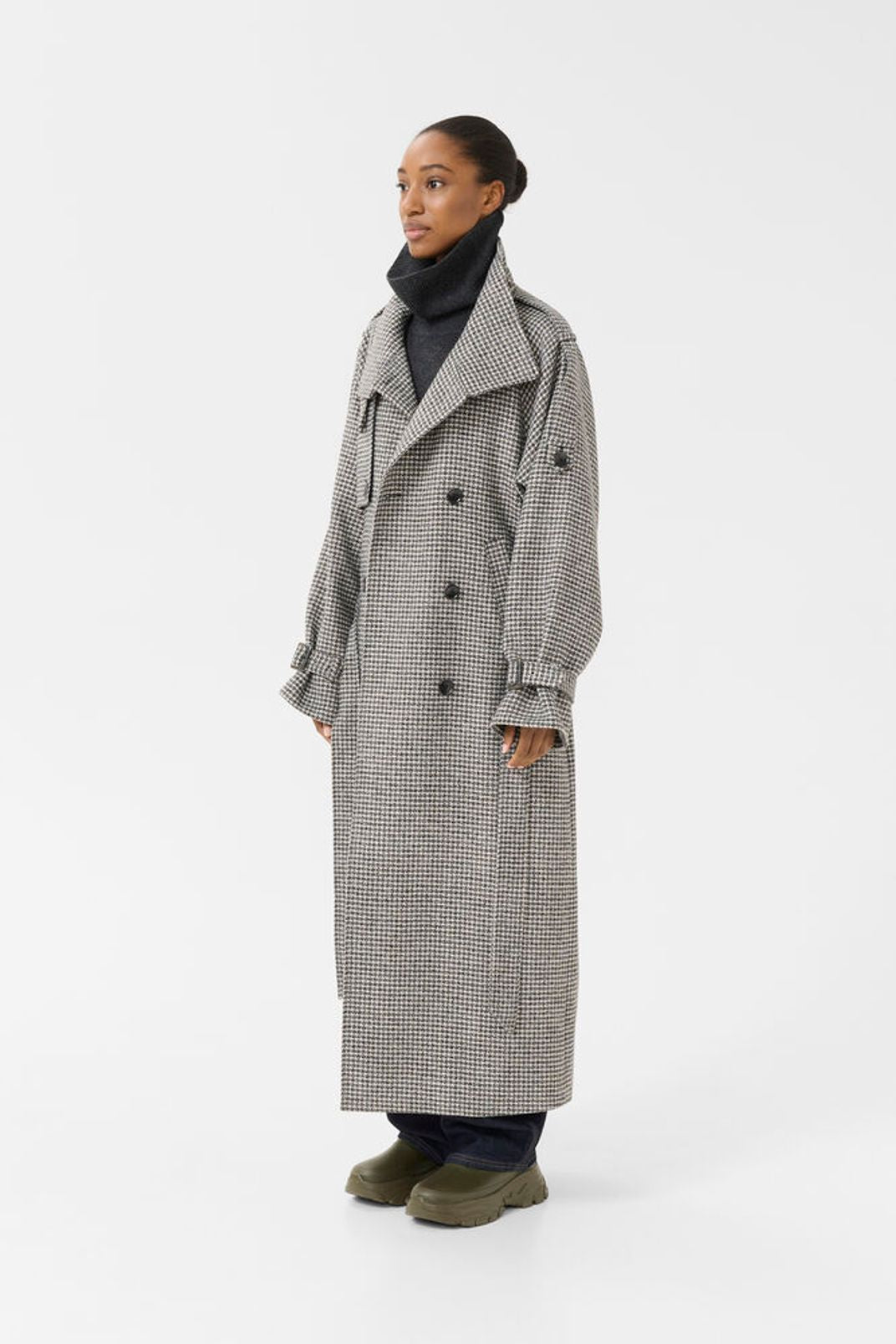 GZavic Long Coat - Black/White Houndstooth