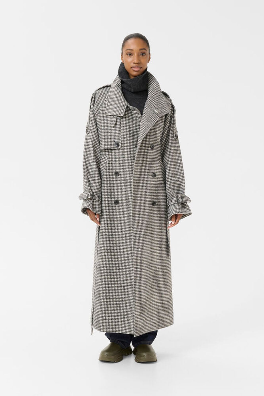 GZavic Long Coat - Black/White Houndstooth