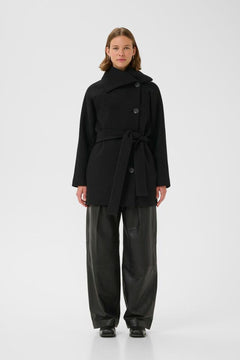 YunahIW Collar Coat - Black