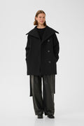 YunahIW Collar Coat - Black