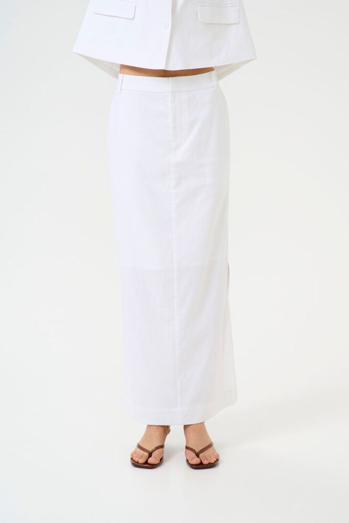 GZizza Linen MW Kjol - Bright White