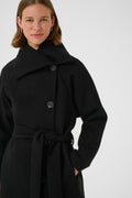 YunahIW Collar Coat - Black