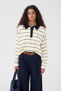 Gztaige Polo Pullover - Egret/Skycaptain Striped