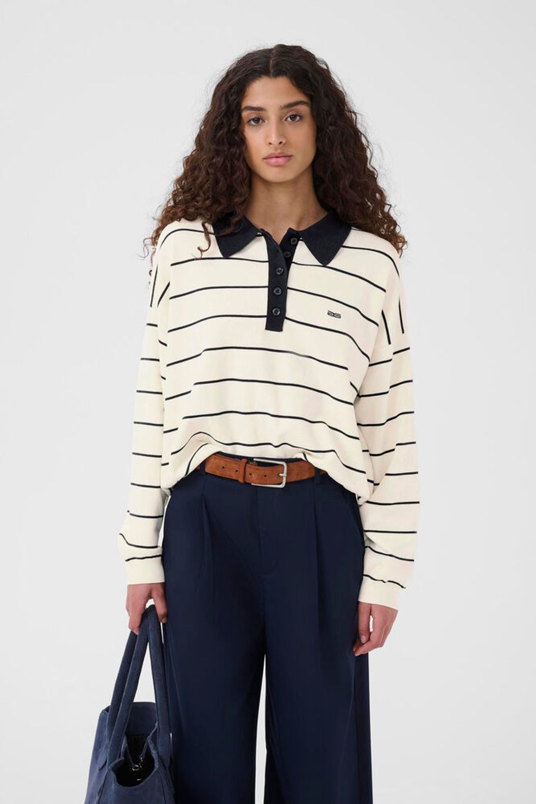 Gztaige Polo Pullover - Egret/Skycaptain Striped