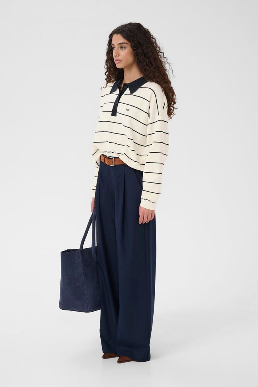 Gztaige Polo Pullover - Egret/Skycaptain Striped