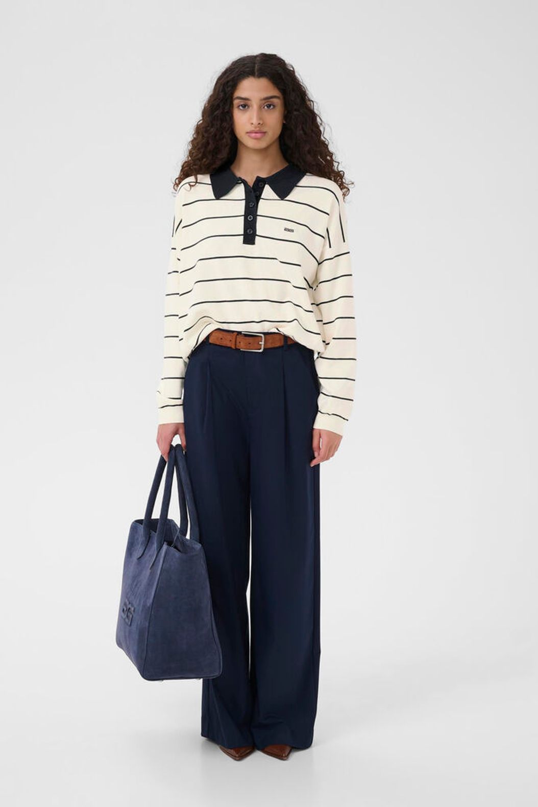 Gztaige Polo Pullover - Egret/Skycaptain Striped