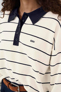 Gztaige Polo Pullover - Egret/Skycaptain Striped