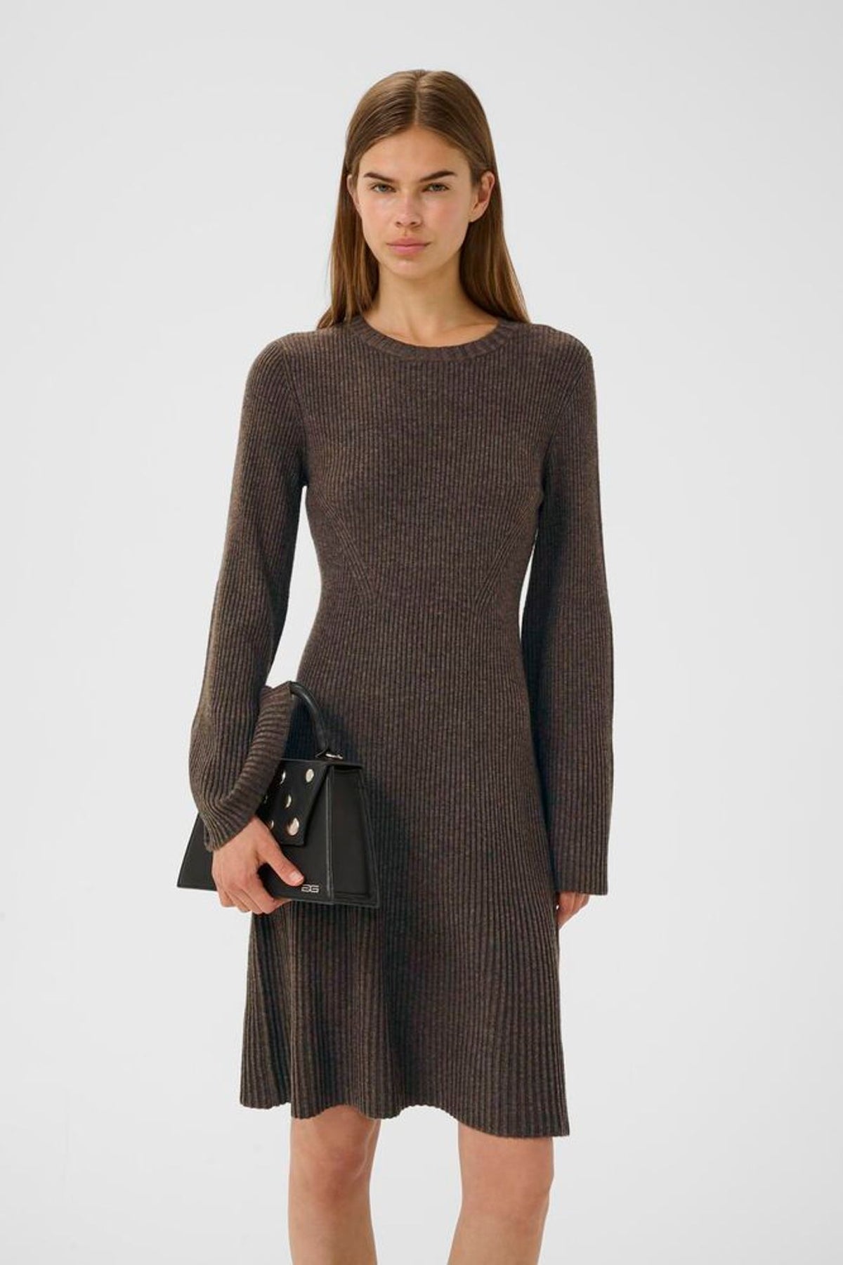 AntaliGZ Wool Short Dress - Chestnut Melange
