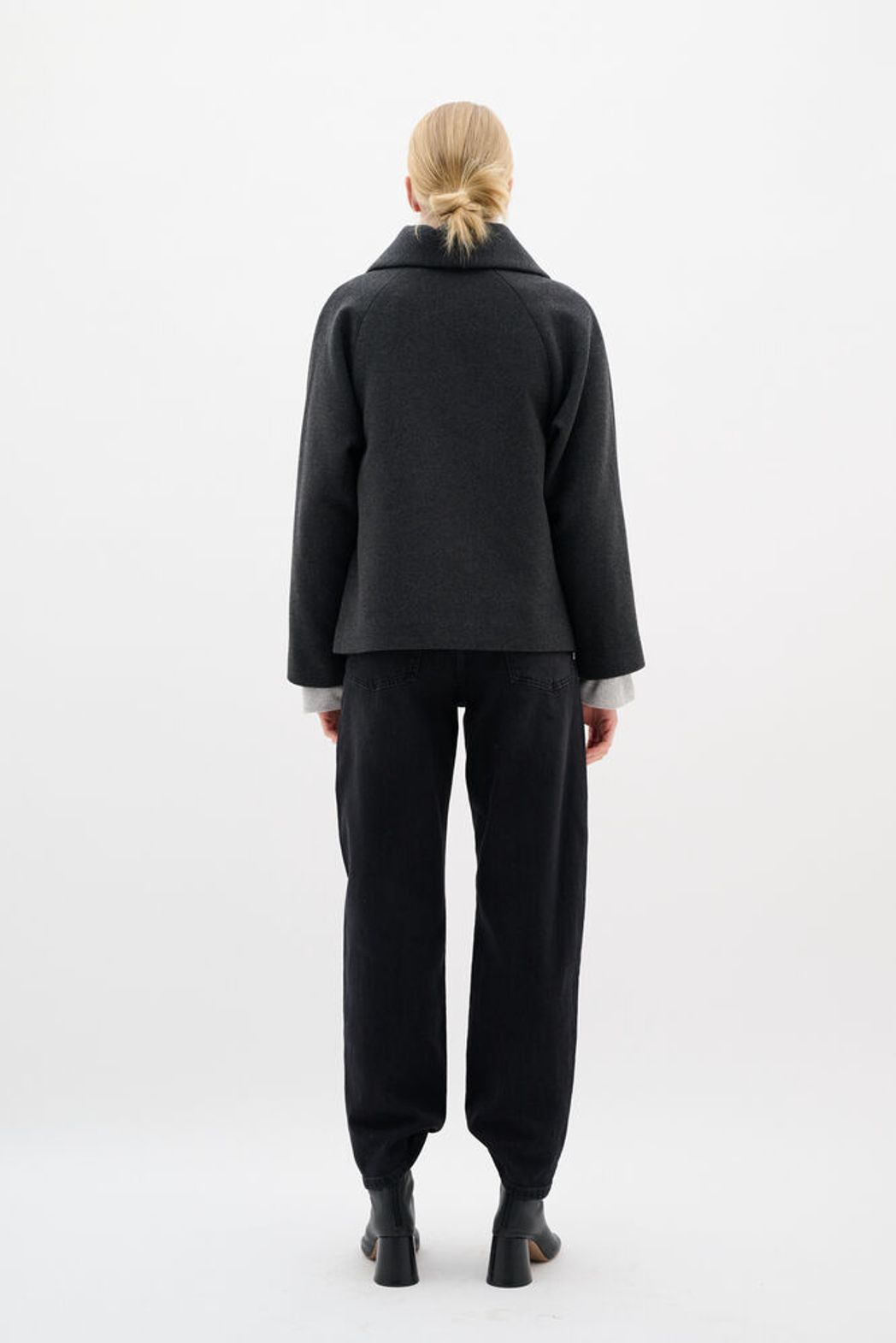 PerryIW Short Coat R - Mörkgrå melange