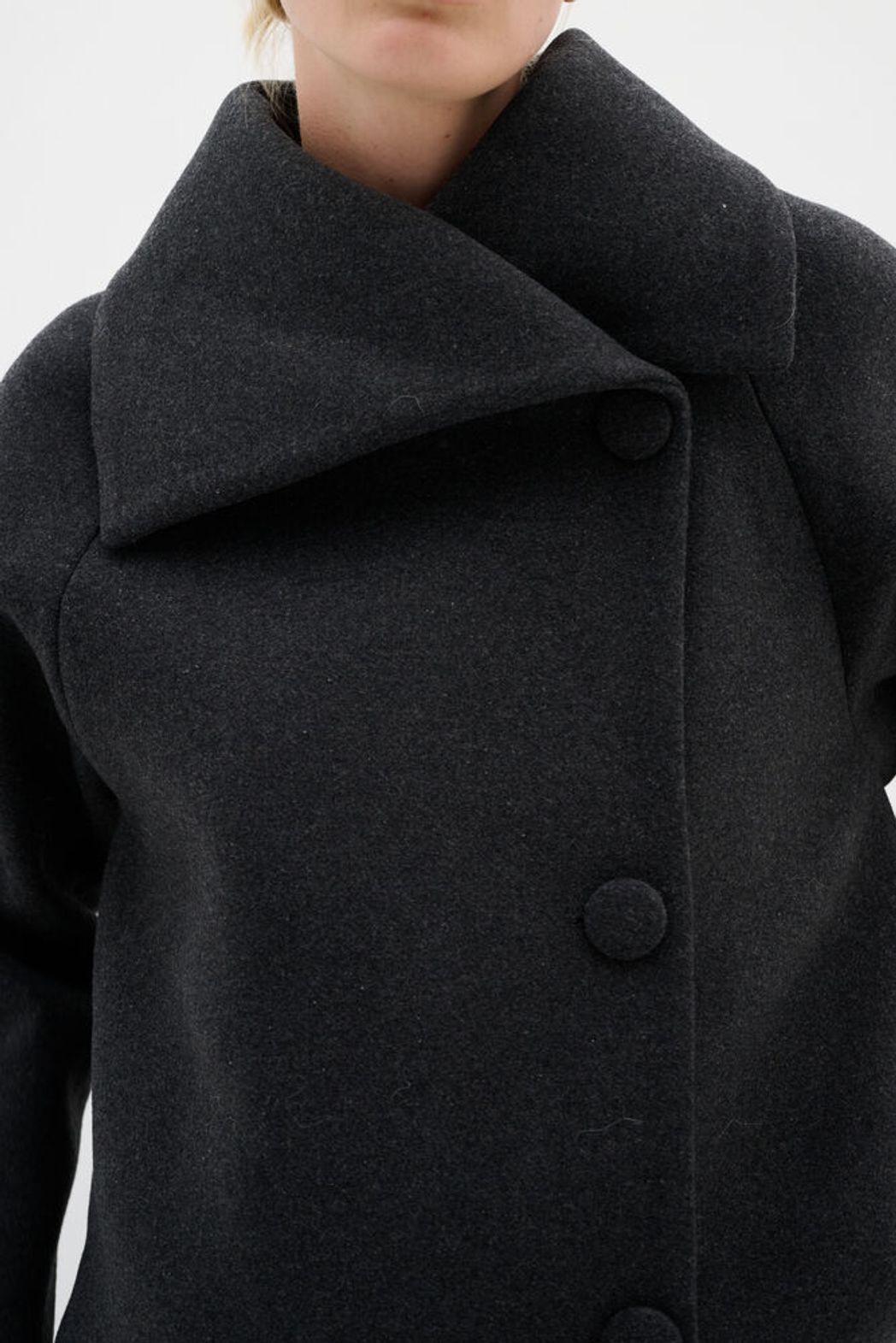 PerryIW Short Coat R - Mörkgrå melange
