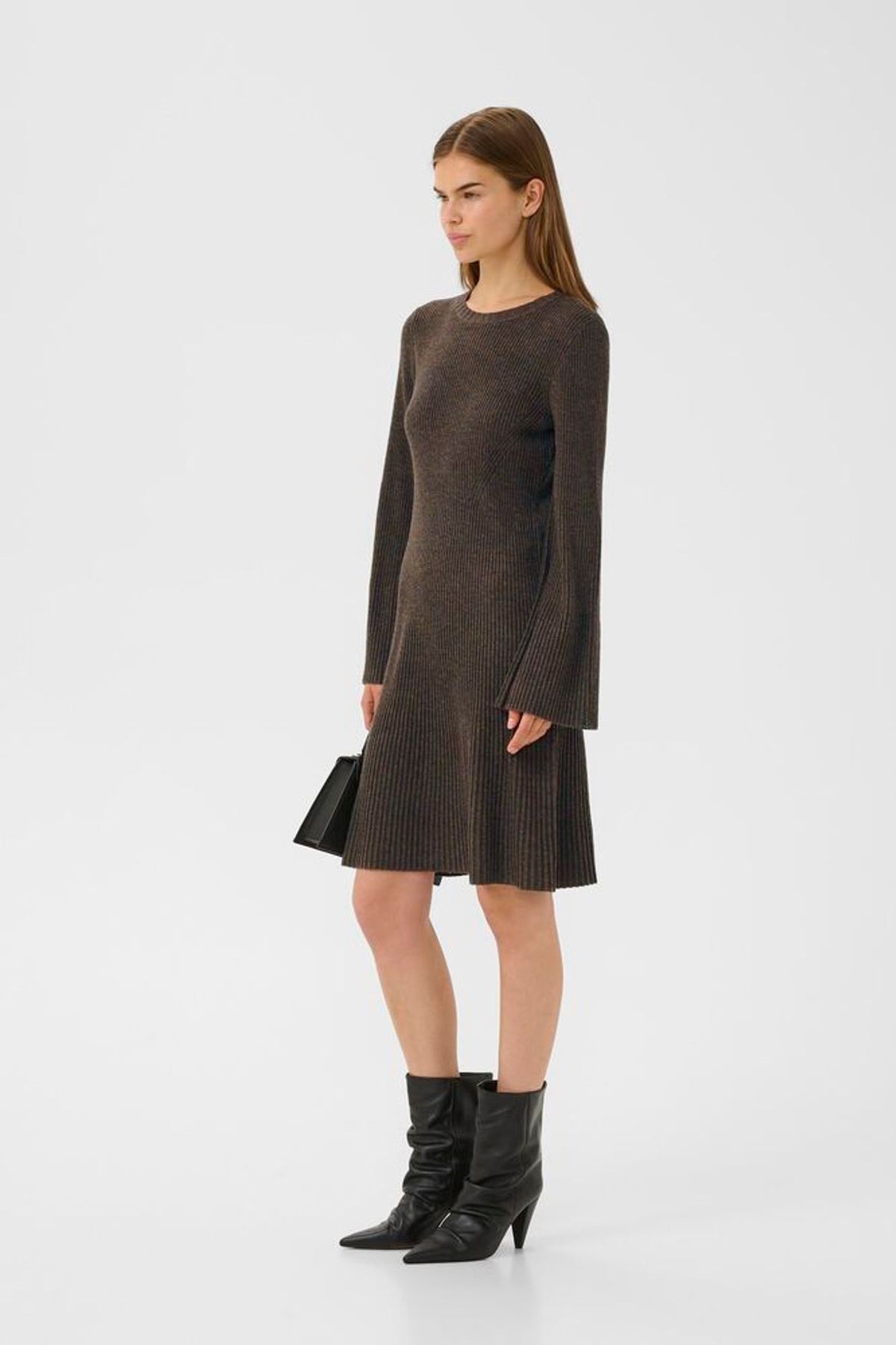 AntaliGZ Wool Short Dress - Chestnut Melange