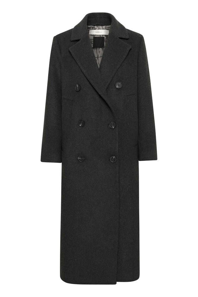 YunahIW Long Coat - Dark Grey Melange
