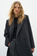 YunahIW Long Coat - Dark Grey Melange